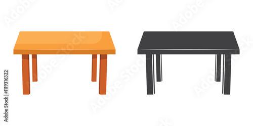 Table furniture icon in flat style. Wooden table vector illustration on isolated background. Dinner desk sign business concept.