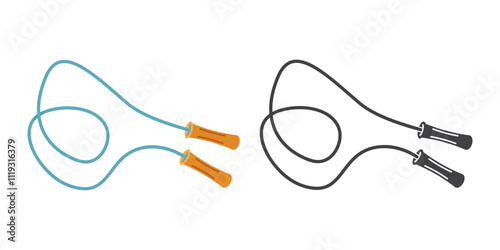 Jumping rope icon in flat style. Gymnastic equipment vector illustration on isolated background. Training instrument sign business concept.