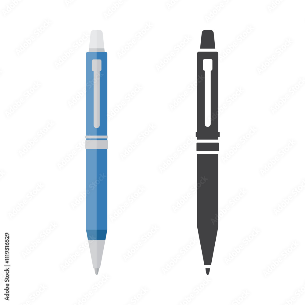 Ballpoint pen icon in flat style. Office tool vector illustration on isolated background. School equipment sign business concept. Ballpoint pen icon in flat style. Office tool vector illustration on isolated background. School equipment sign business concept.