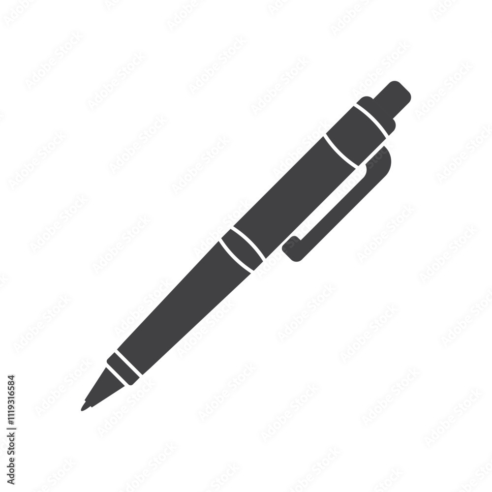 Ballpoint pen icon in flat style. Office tool vector illustration on isolated background. School equipment sign business concept. Ballpoint pen icon in flat style. Office tool vector illustration on isolated background. School equipment sign business concept.