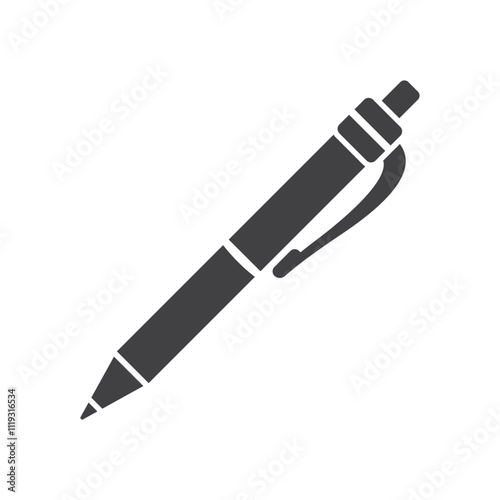 Ballpoint pen icon in flat style. Office tool vector illustration on isolated background. School equipment sign business concept.