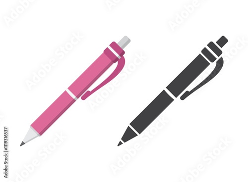 Ballpoint pen icon in flat style. Office tool vector illustration on isolated background. School equipment sign business concept.