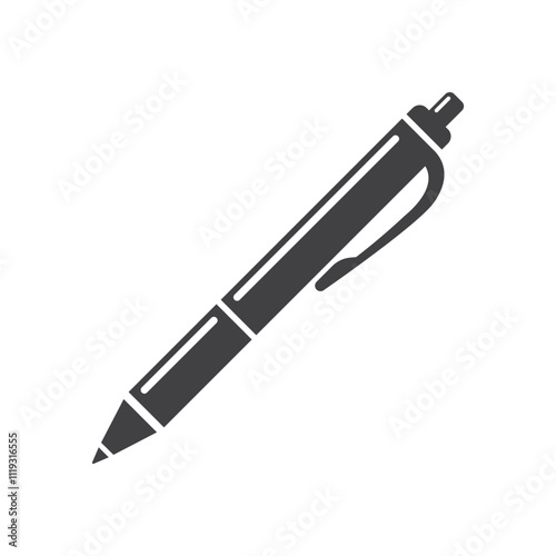 Ballpoint pen icon in flat style. Office tool vector illustration on isolated background. School equipment sign business concept.