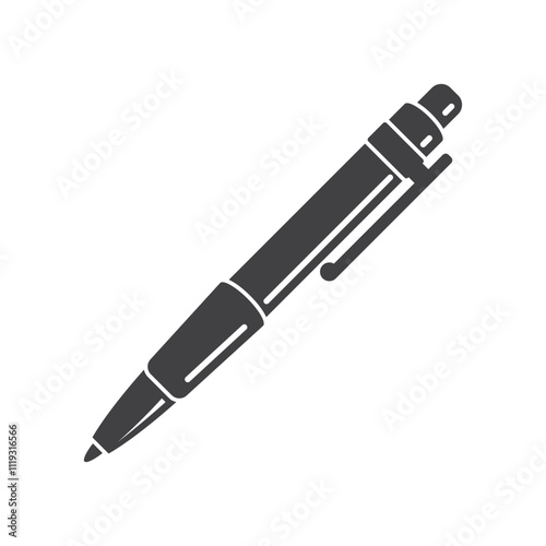 Ballpoint pen icon in flat style. Office tool vector illustration on isolated background. School equipment sign business concept.