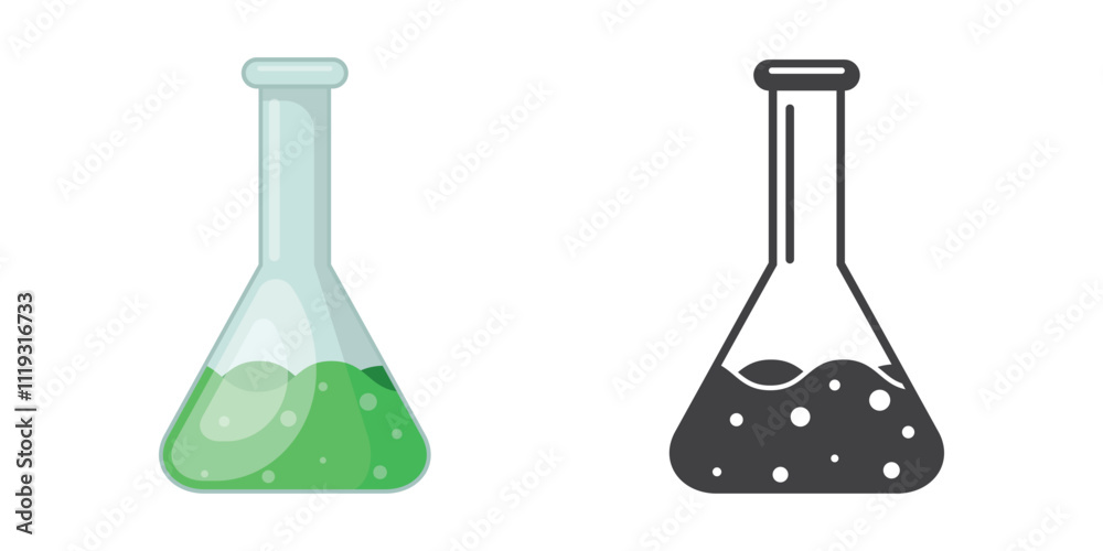 Science lab bottle icon in flat style. Laboratory glassware equipment vector illustration on isolated background. Test tube sign business concept. Science lab bottle icon in flat style. Laboratory glassware equipment vector illustration on isolated background. Test tube sign business concept.