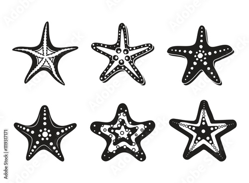 Starfish icons set collection in flat style. Sea stars vector illustration on isolated background. Sea animal sign business concept.