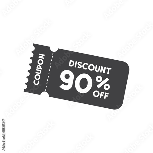 Gift voucher icon in flat style. 90% discount vector illustration on isolated background. Promotion coupon sign business concept.