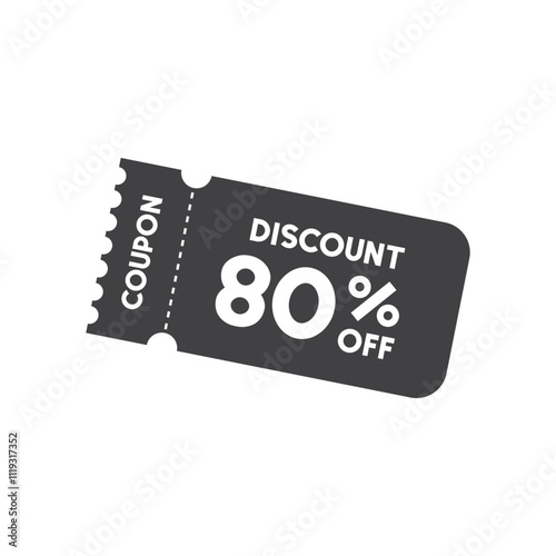 Gift voucher icon in flat style. 80% discount vector illustration on isolated background. Promotion coupon sign business concept.