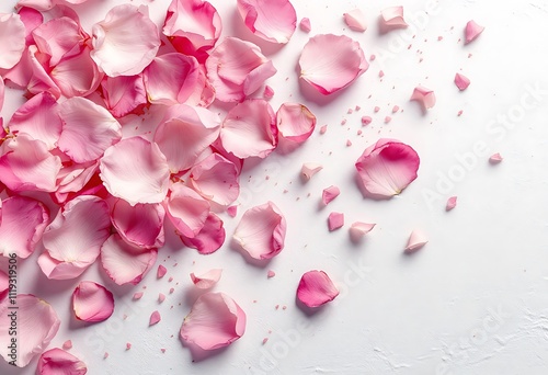 Fototapeta Naklejka Na Ścianę i Meble -  blurred pink rose petals on white backgrounds. valentine
