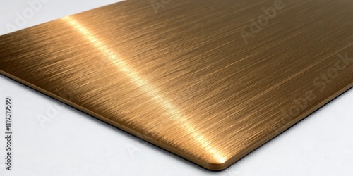 Close-up view of a brushed gold metal sheet, showcasing its texture and subtle light reflection