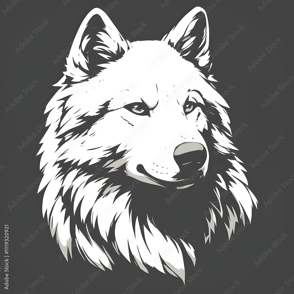 Fototapeta premium Dog in black and white tatoo image illustration close up,generation AI