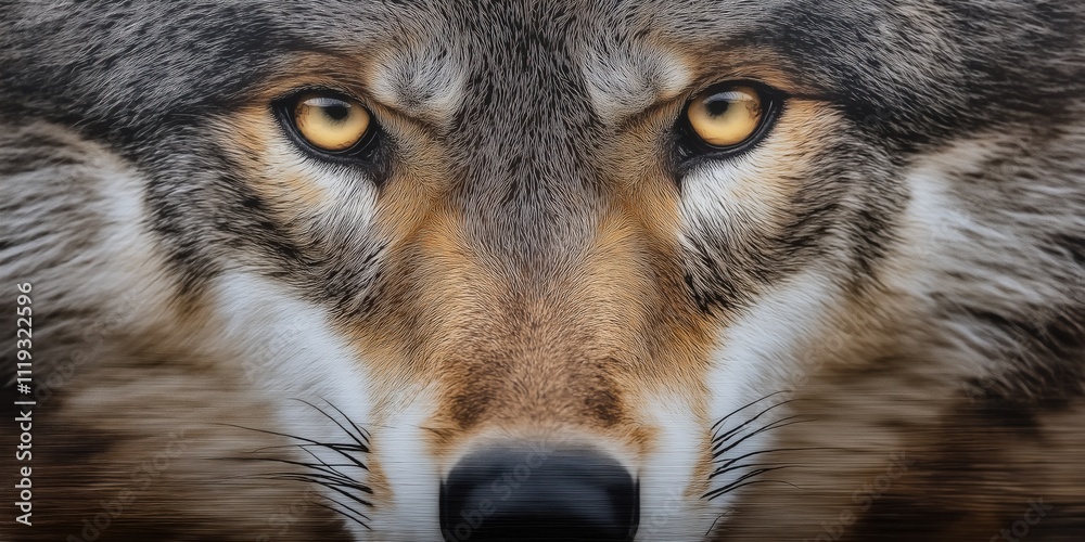 Fototapeta premium Studio photo of a wolf isolated against a white background. Wildlife and conservation concept, space for copy.