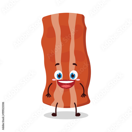 cute happy expression of bacon cartoon character

