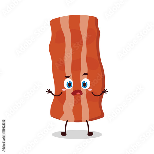 cute don't know expression of bacon cartoon character
