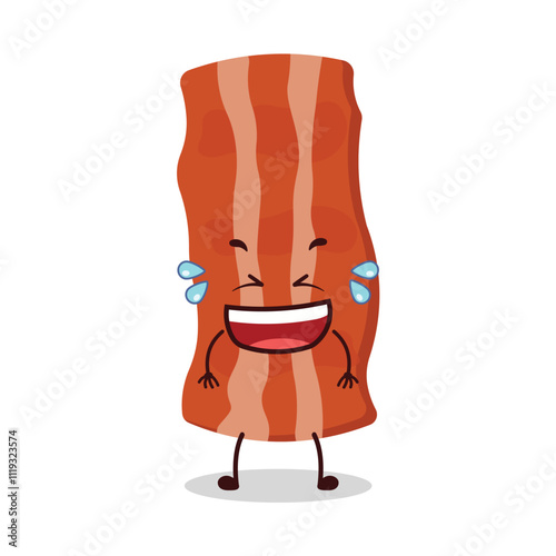 cute laugh out loud expression of bacon cartoon character
