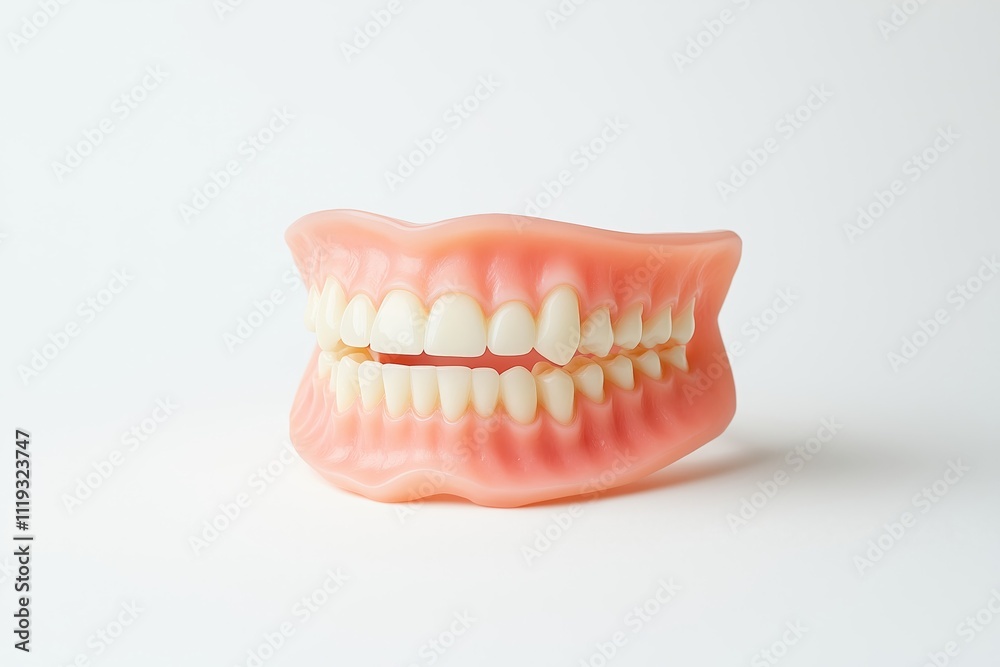 Obraz premium Artificial teeth dental model displayed isolated against a plain white backdrop