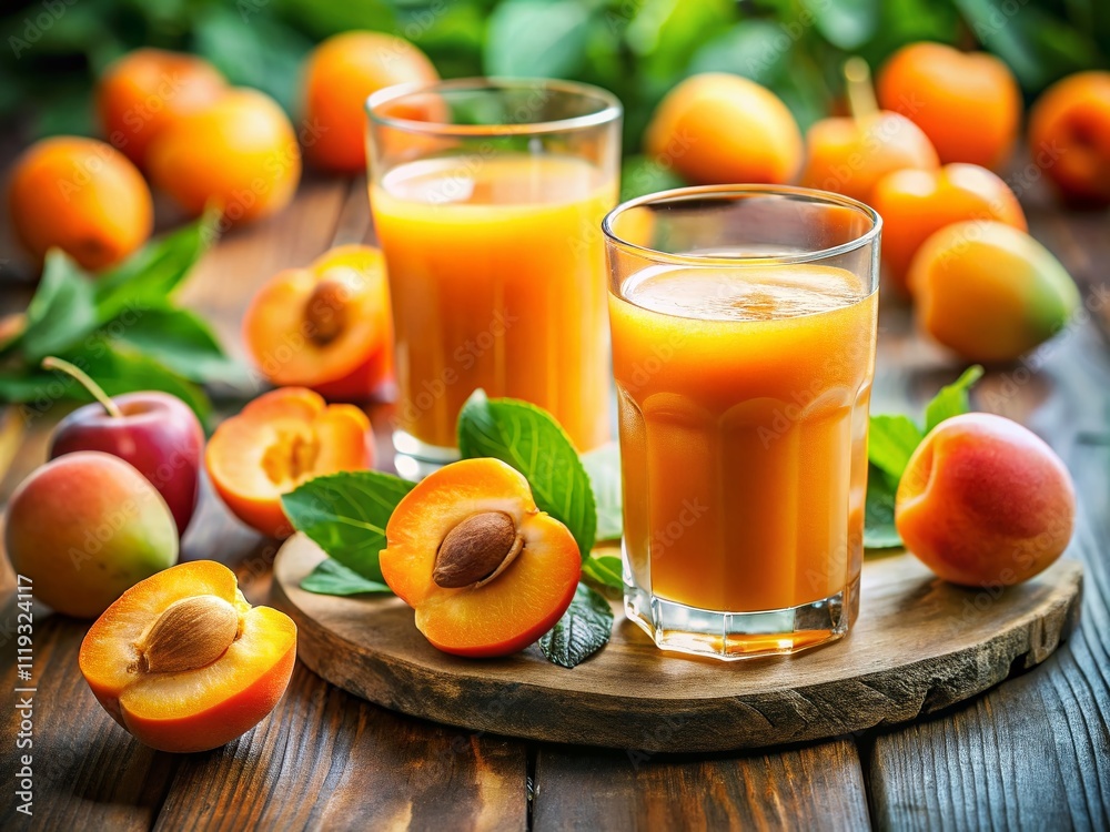 Fresh Apricot Juice Slices - Bright Healthy Drink Fresh Apricot Juice Slices - Bright Healthy Drink