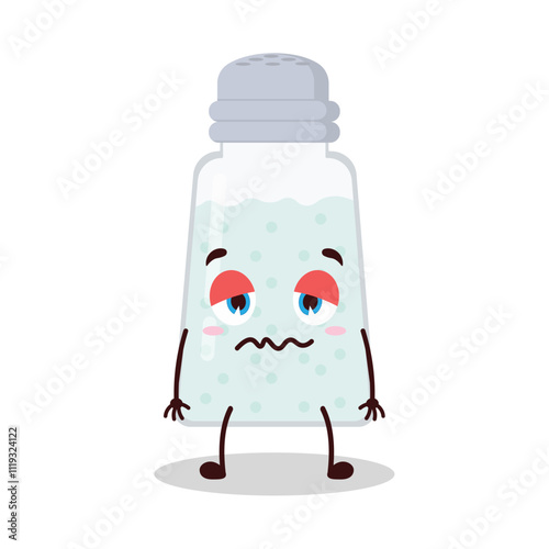 cute nope expression of salt cartoon character