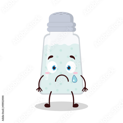 cute nervous expression of salt cartoon character