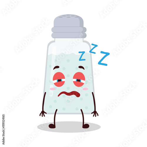 cute sleepy expression of salt cartoon character