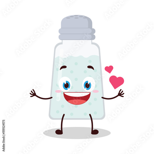 cute fall in love expression of salt cartoon character