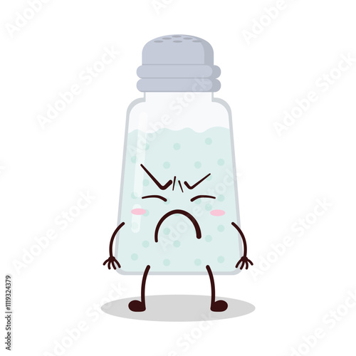 cute annoyed expression of salt cartoon character