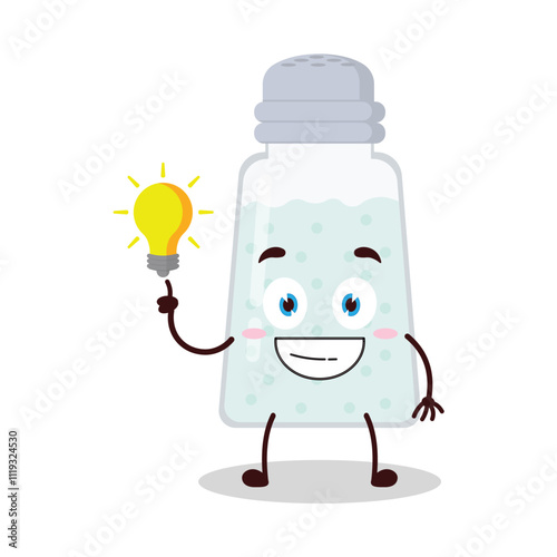 cute creative expression of salt cartoon character with shiny lamp