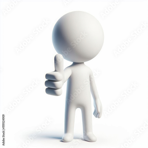 3D Character Giving a Thumbs-Up, Showing Approval