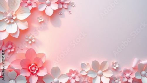 Light colored paper cut flowers in soft lighting, craft, soft