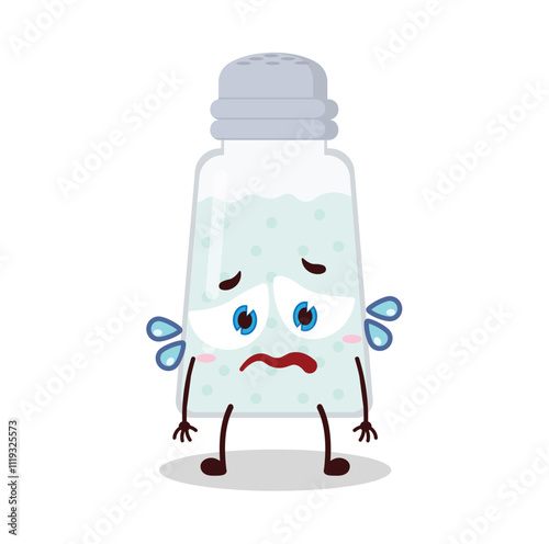 cute depressed expression of salt cartoon character