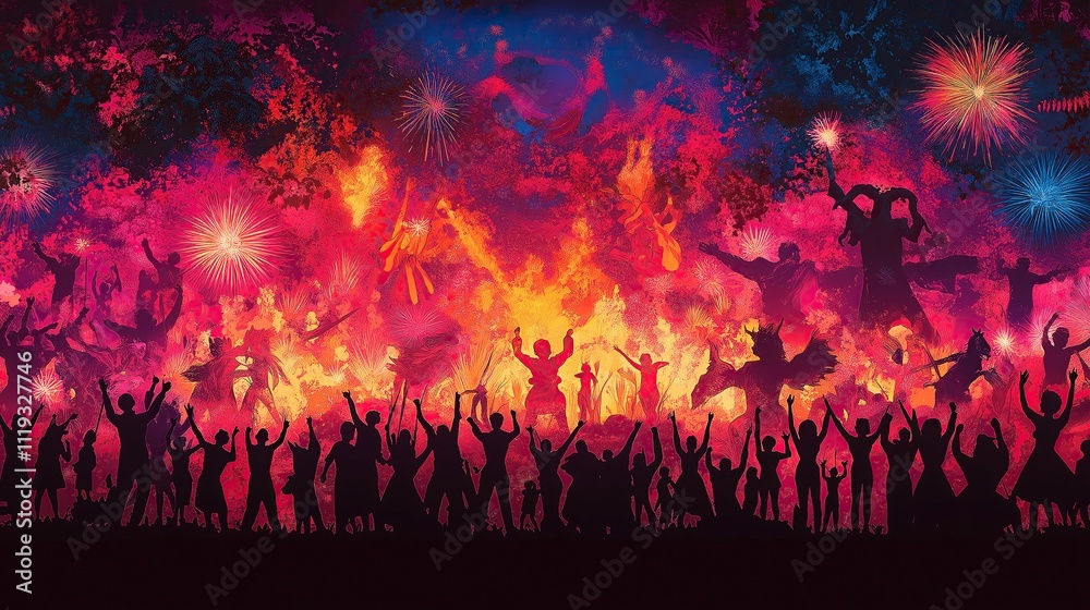 illustration of devil concert with bright colors illustration of devil concert with bright colors