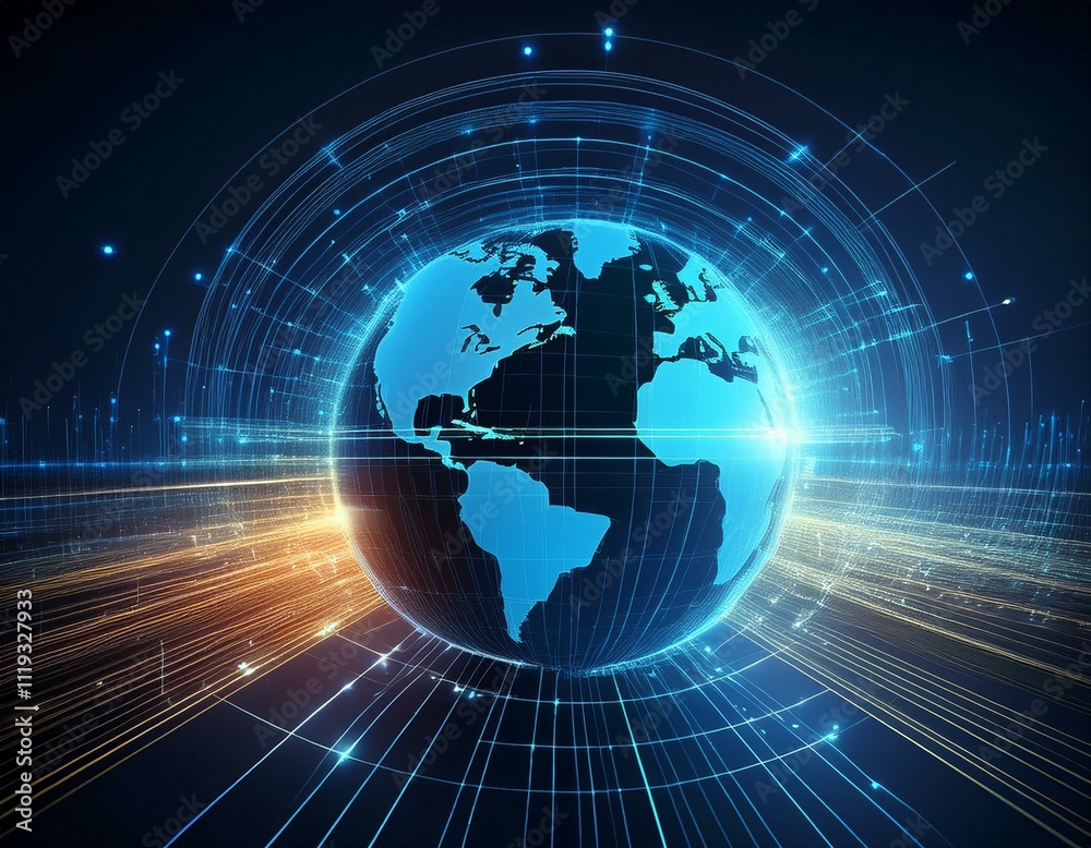Fototapeta premium Abstract technology background of high speed global data transfer, ultra fast broadband and connection