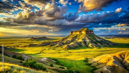 Pawnee National Grasslands Butte Panorama photo