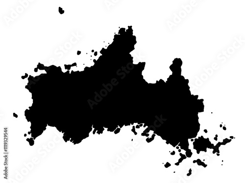 少しゆるい山口県のシルエット 中国地方