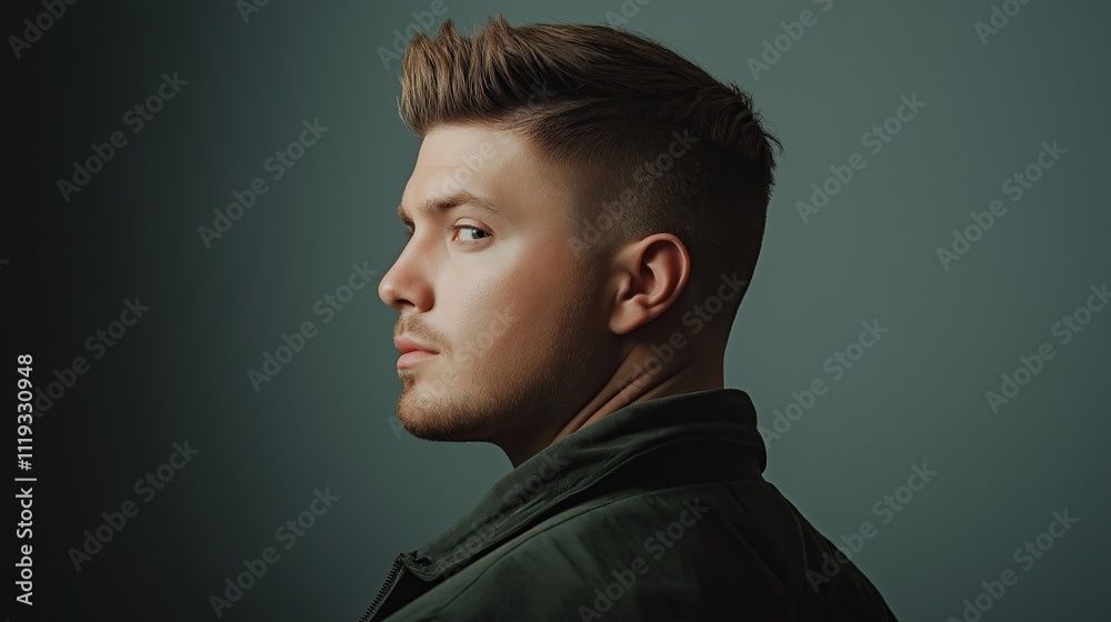 Obraz premium portrait of a man on a grey background side view