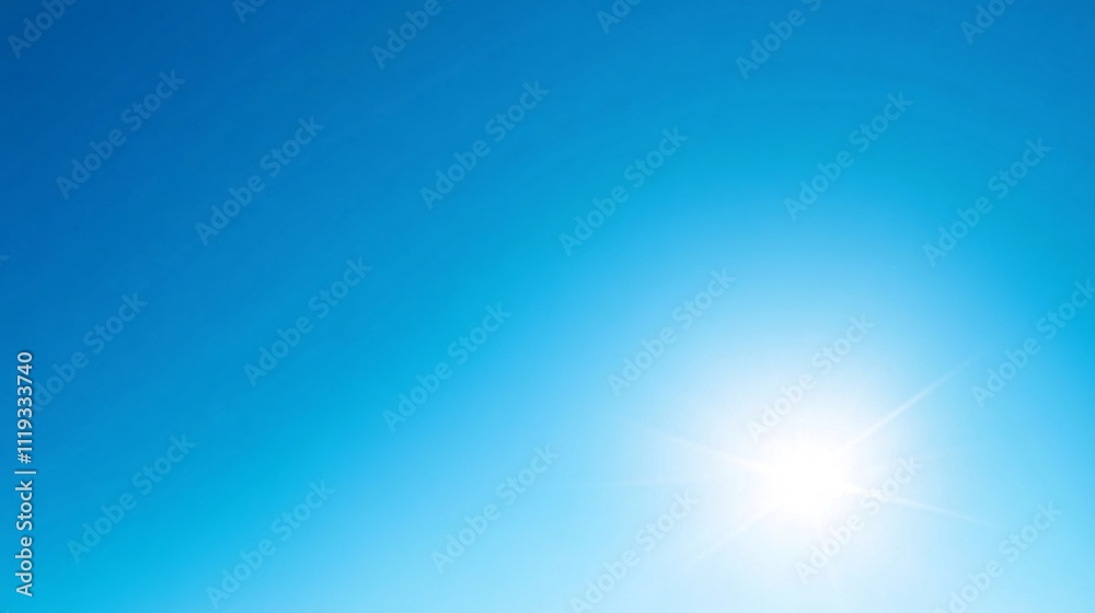 Bright sun shining in a clear blue sky. Generative ai