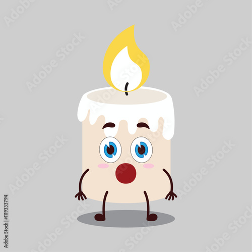 cute shocked expression of candle cartoon character
