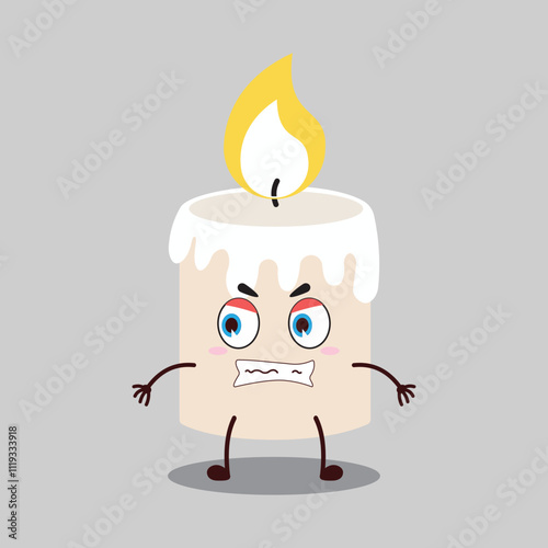 cute angry expression of candle cartoon character
