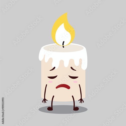 cute tired expression of candle cartoon character
