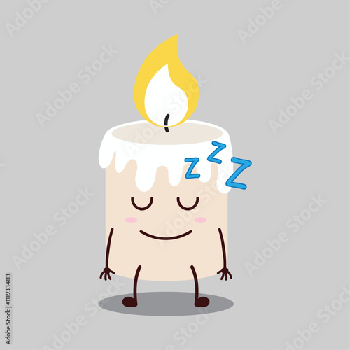 cute sleep expression of candle cartoon character
