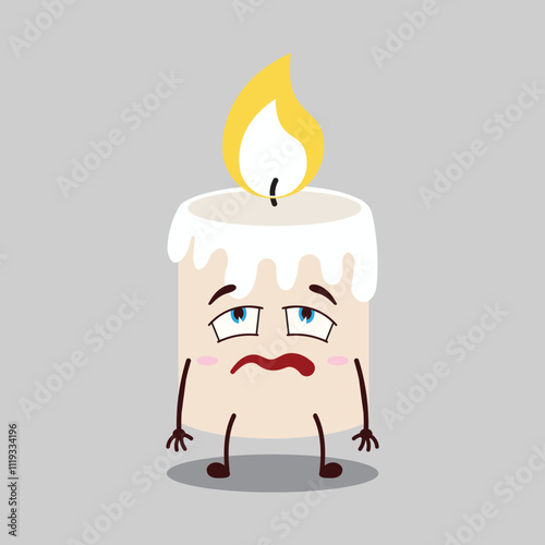 cute bored expression of candle cartoon character
