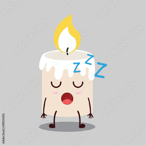 cute rest expression of candle cartoon character
