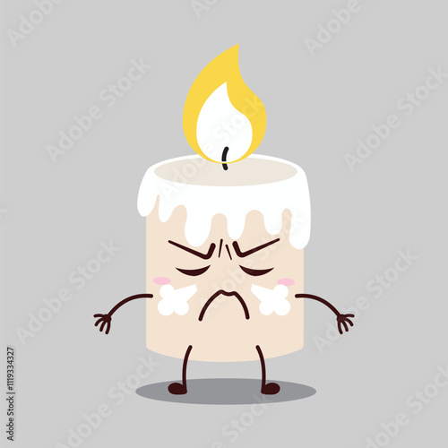 cute mad expression of candle cartoon character
