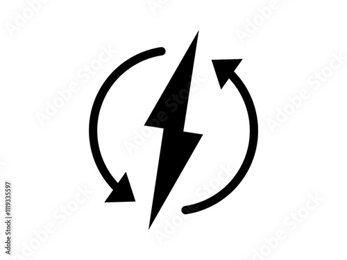 regenerative energy, looping energy icon, flat style pictogram icon for mobile app ui or ux, vector illustration symbol logo design sign, isolated on white
