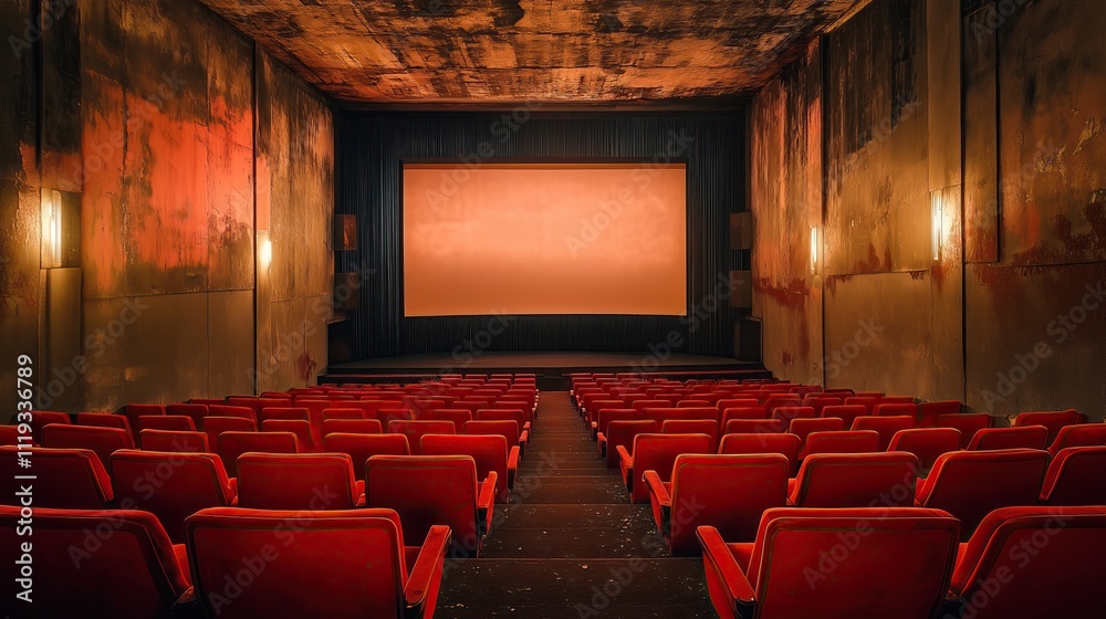 Old damaged abandoned theater or cinema Old damaged abandoned theater or cinema