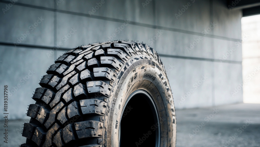 Car Tire Tread with Abrasions and Wear Patterns. Car Tire Tread with Abrasions and Wear Patterns.