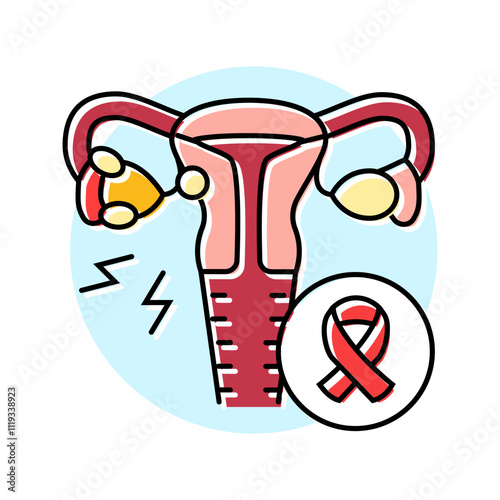 ovarian cancer woman disease color icon vector. ovarian cancer woman disease sign. isolated symbol illustration
