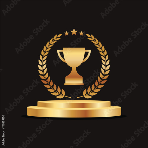 Trophy cup with laurel wreath