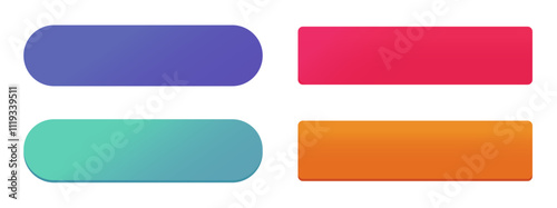 Action button web templates icon vector simple graphic flat illustration set, rectangle and rounded ui ux interface elements empty blank orange red blue green purple color minimal modern image clipart