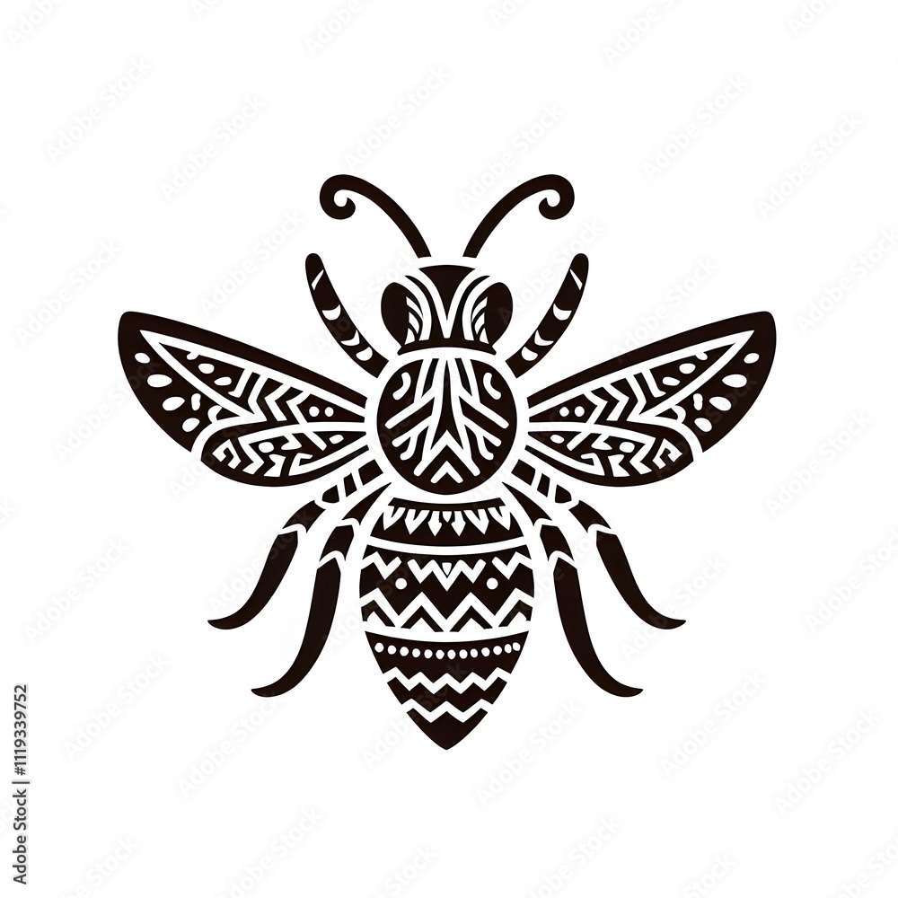AI Generate of Bee Shape in Samoan Art style isolated in white AI Generate of Bee Shape in Samoan Art style isolated in white